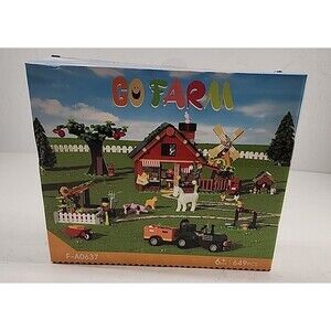 Barn Farm Building Blocks Set with Animals, Farmer, Farm Land Bricks Kit, 649pcs